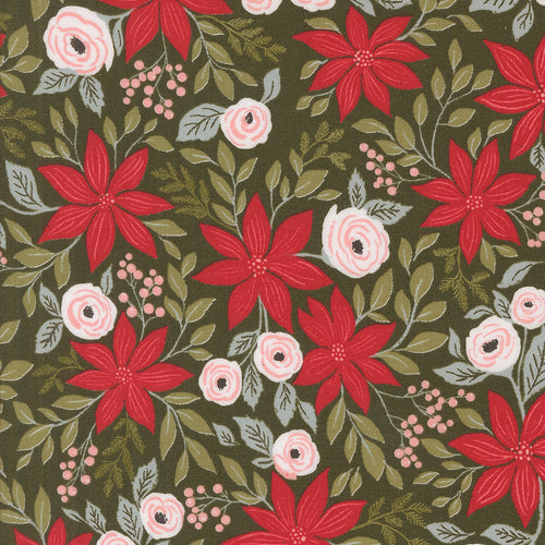 Berry and Pine Poinsettia Party Wintergreen by Lella Boutique