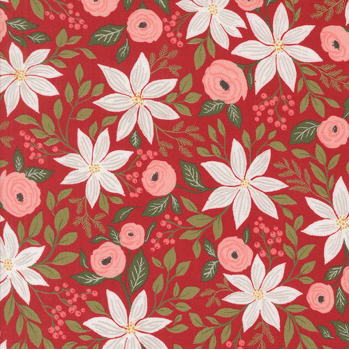 Berry and Pine Poinsettia Party Cranberry by Lella Boutique
