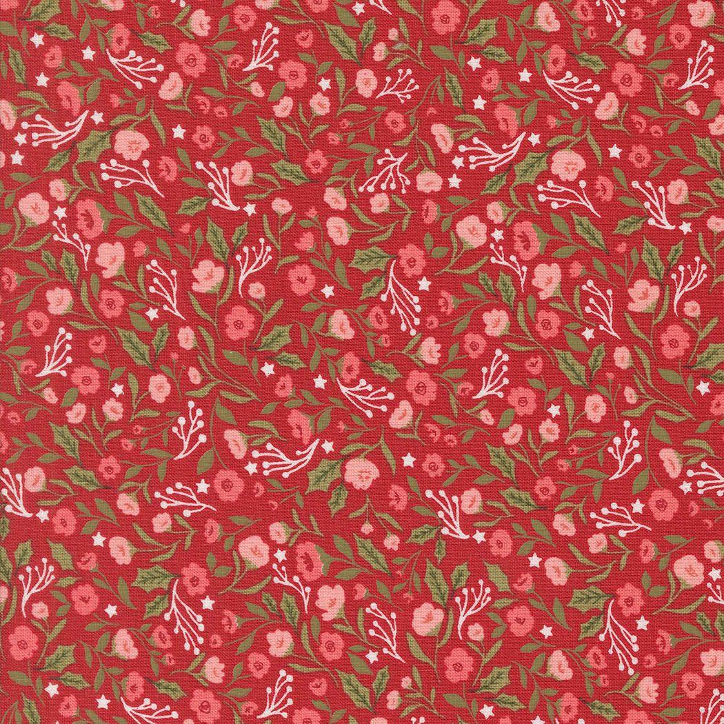 Berry and Pine Christmas Posies Cranberry by Lella Boutique