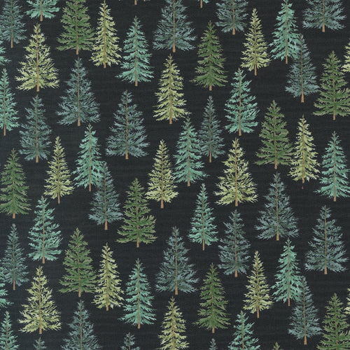 Holidays at Home - Evergreen Forest Charcoal Black by Deb Strain