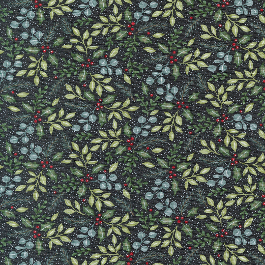 Holidays at Home - Winter Greenery Charcoal Black by Deb Strain