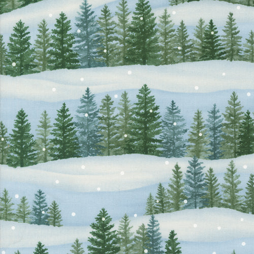 Woodland Winter - Winter Tree Line All Over Landscape Nature Trees Sky Blue by Deb Strain