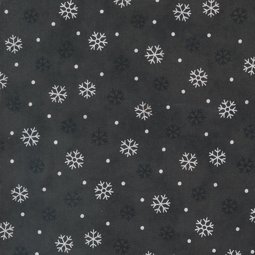 Woodland Winter - Snowflake Toss Novelty Snowflakes Dots Charcoal Black by Deb Strain
