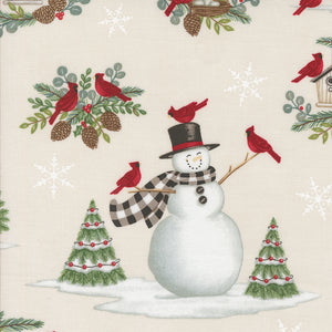 Winter Friends Snowman and Cardinals Snowy White by Deb Strain