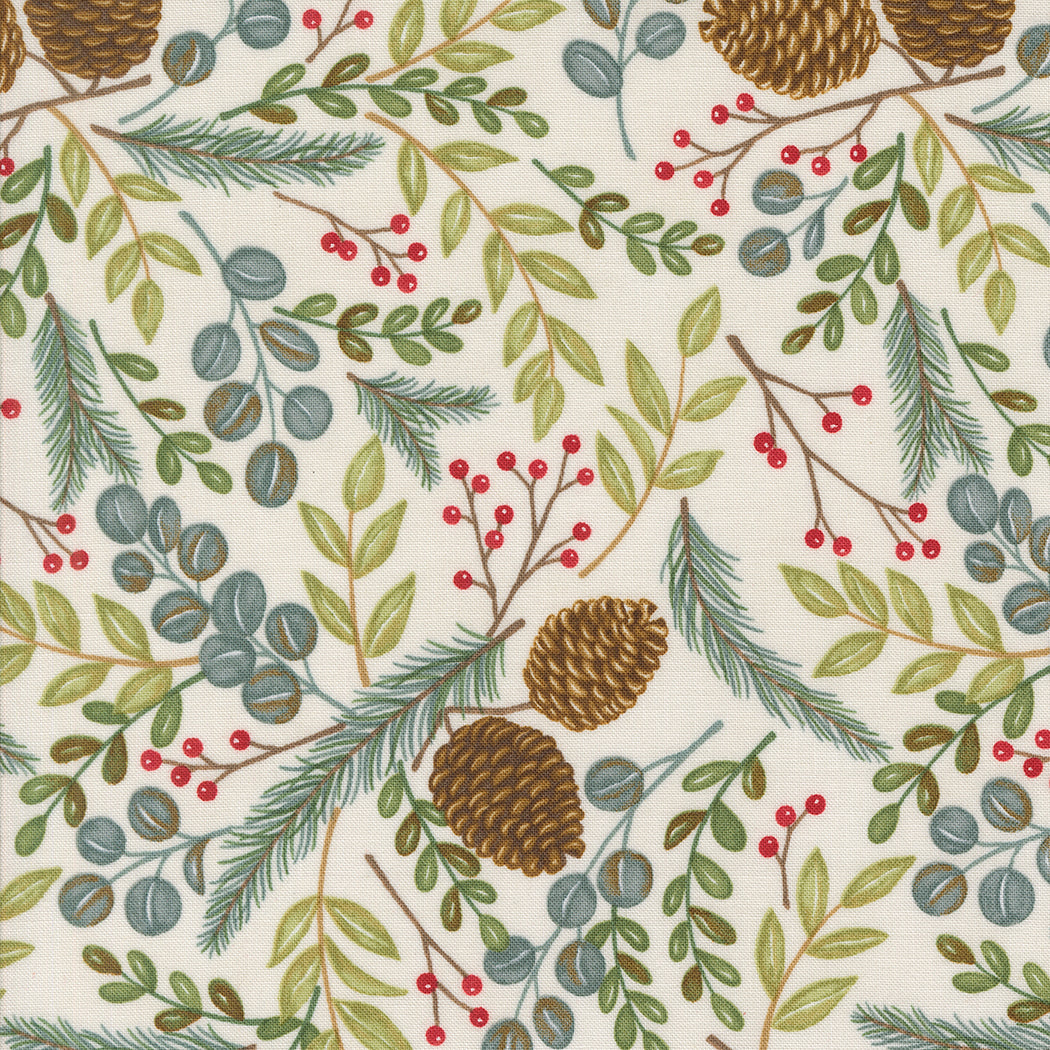 Winter Friends Woodland Greenery Snowy White by Deb Strain