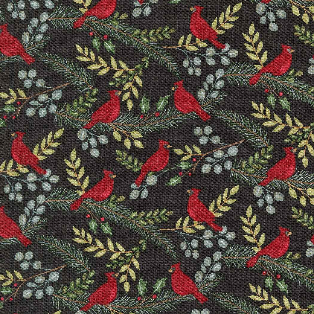 Winter Friends Cardinals Charcoal Black by Deb Strain