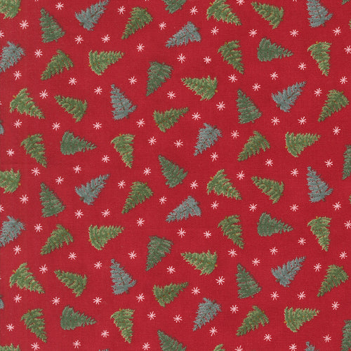 Winter Friends Tossed Trees Berry Red by Deb Strain