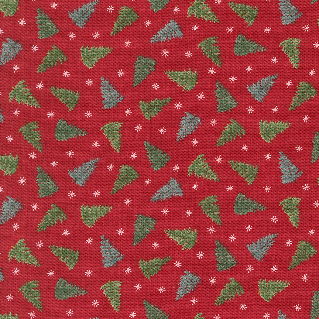 Winter Friends Tossed Trees Berry Red by Deb Strain