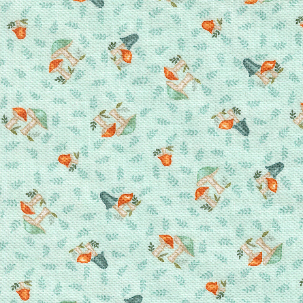 I Love Fall Most of All Mushrooms Aqua by Deb Strain
