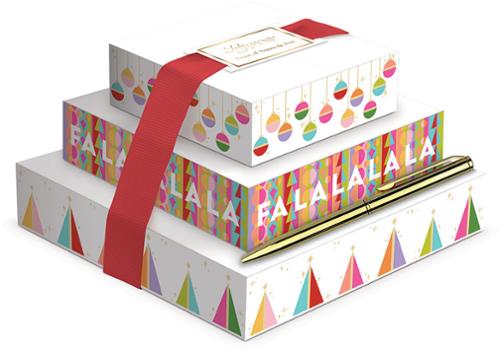Tower of Note with Pen - Geometric Christmas by Lady Jayne