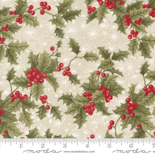 A Christmas Carol - Holly Berry Christmas Holly Snowflakes - Parchment by 3 Sisters