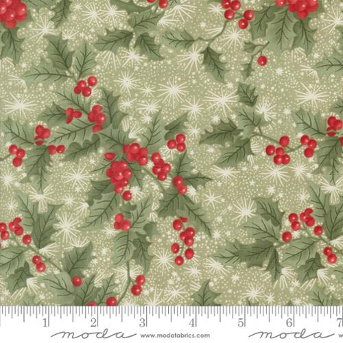 A Christmas Carol - Holly Berry Christmas Holly Snowflakes - Sage by 3 Sisters