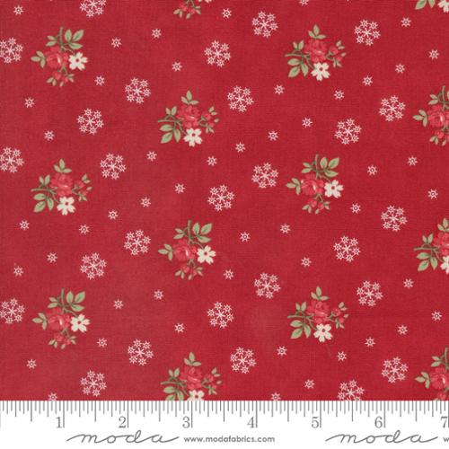 A Christmas Carol - Floral Flurries Small Floral Snowflakes - Crimson by 3 Sisters