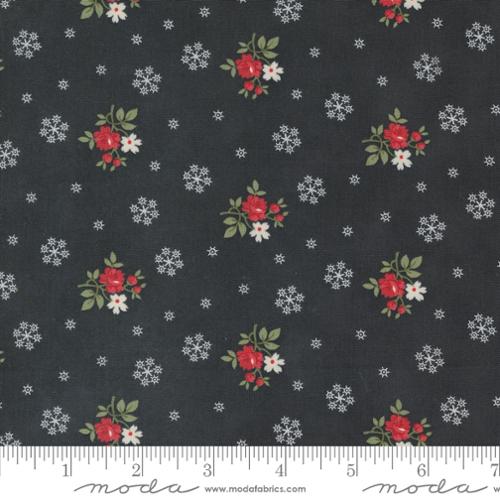 A Christmas Carol - Floral Flurries Small Floral Snowflakes - Ebony by 3 Sisters