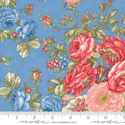 Grand Haven Cabbage Rose Florals Sky by Minick & Simpson