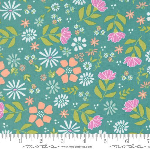 Laguna Sunrise Wild Rose Florals Teal by Sherri & Chelsi