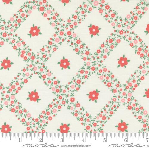 Rosemary Cottage Trellis Florals Cream Strawberry by Camille Roskelley