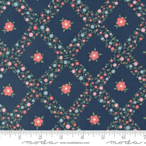 Rosemary Cottage Trellis Florals Navy by Camille Roskelley