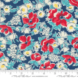 Time and Again Cheerful Florals Indigo by Linzee McCray