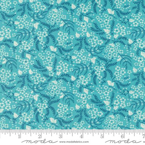 Time and Again Quaint Small Floral Aqua by Linzee McCray