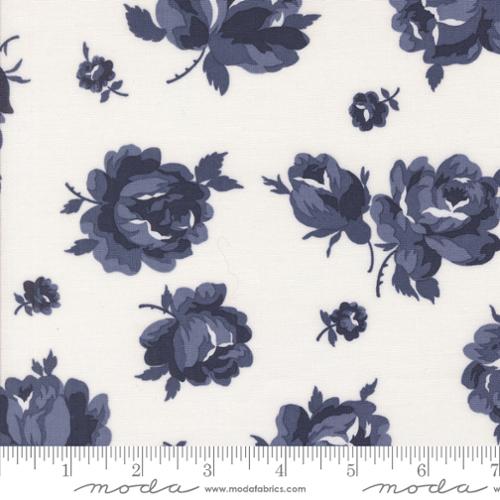 Summertime Florals Cream Navy by Camille Roskelley