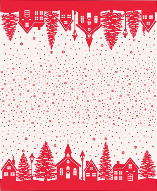 Buon Natale Border Print Snowflake Pomegranate by Fig Tree and Co.