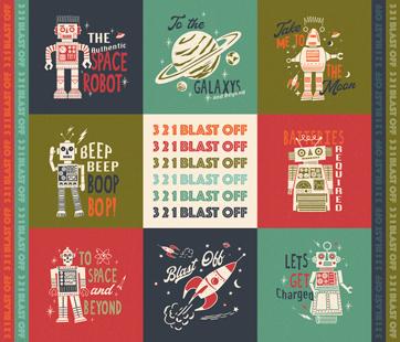 Moda 321 Blast Off Charm Pack - 42 Precut 5" Fabric Squares By Stacy Iest Hsu-442653