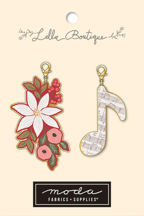 COMING SOON - Berry and Pine Poinsettia/Music Note Zipper Pulls by Lella Boutique