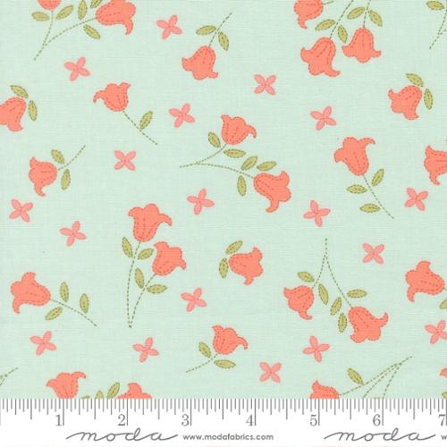 Sunbonnet Embroidered Blooms Pale Blue by Heather Briggs