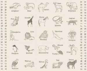 RESERVATION - Animal Park Fun Block Panel Dove/Charcoal by Stacy Iest Hsu