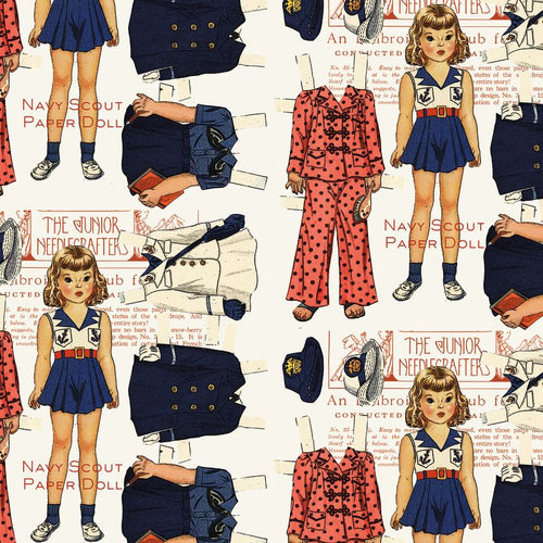 COMING SOON - Sew America Navy Scout Paper Dolls Off White by J. Wecker Frisch