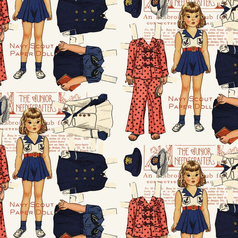 COMING SOON - Sew America Navy Scout Paper Dolls Off White by J. Wecker Frisch