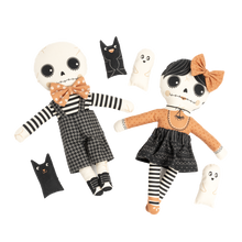 Load image into Gallery viewer, RESERVATION - Gothic Haunt Skeleton Boy and Girl Dolls Panel by Stacy Iest Hsu