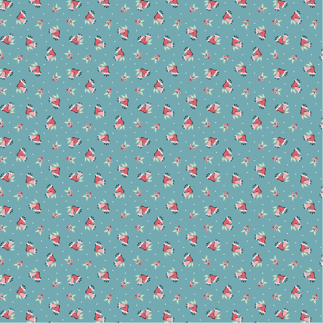 Frost and Flurry Berries & Bells Blue by Sheri McCulley for Poppie Cotton