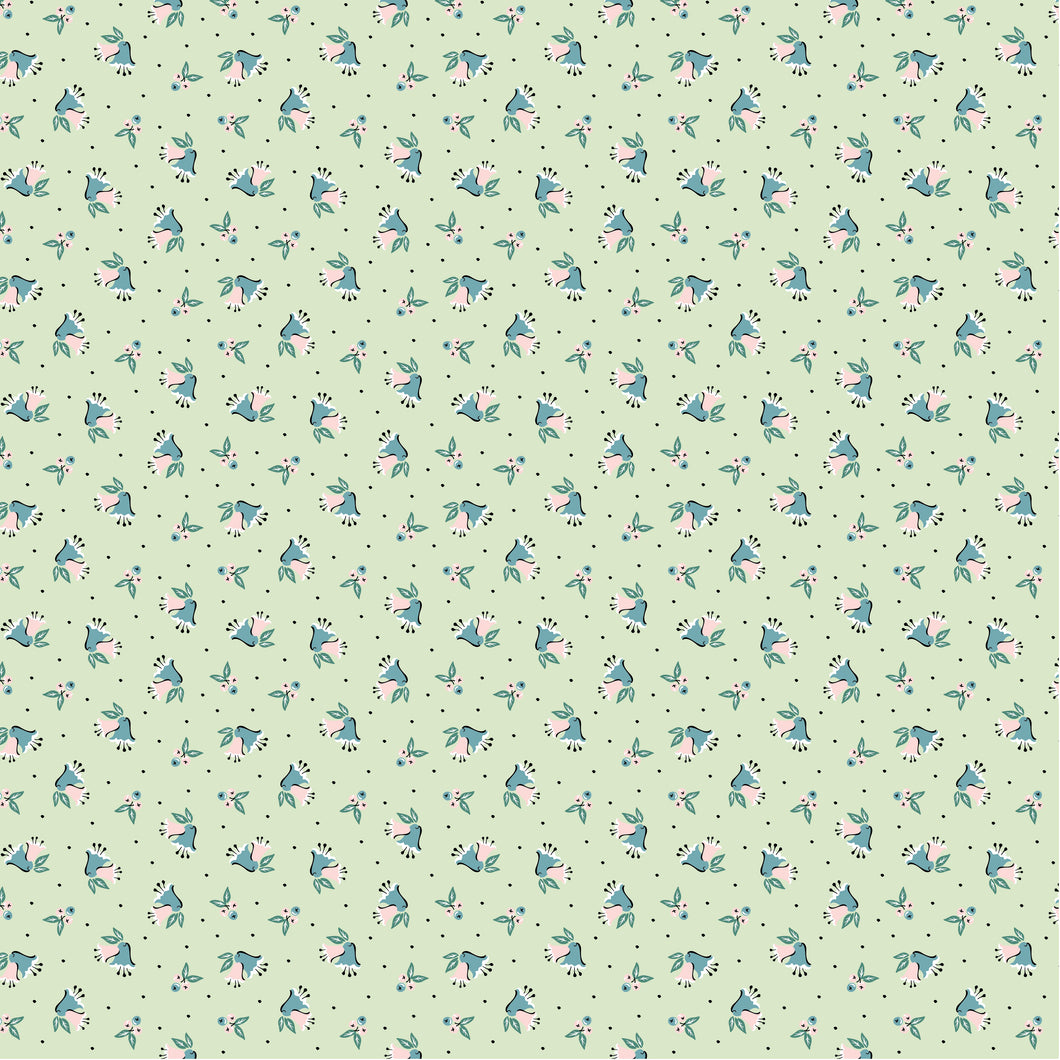 Frost and Flurry Berries & Bells Mint by Sheri McCulley for Poppie Cotton