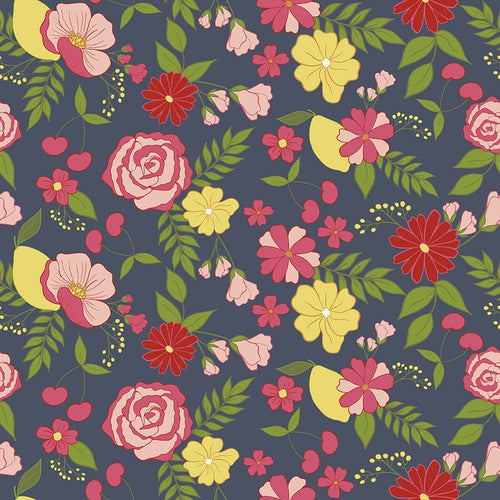 Reflections - Main Floral Navy by Lauren Brewer