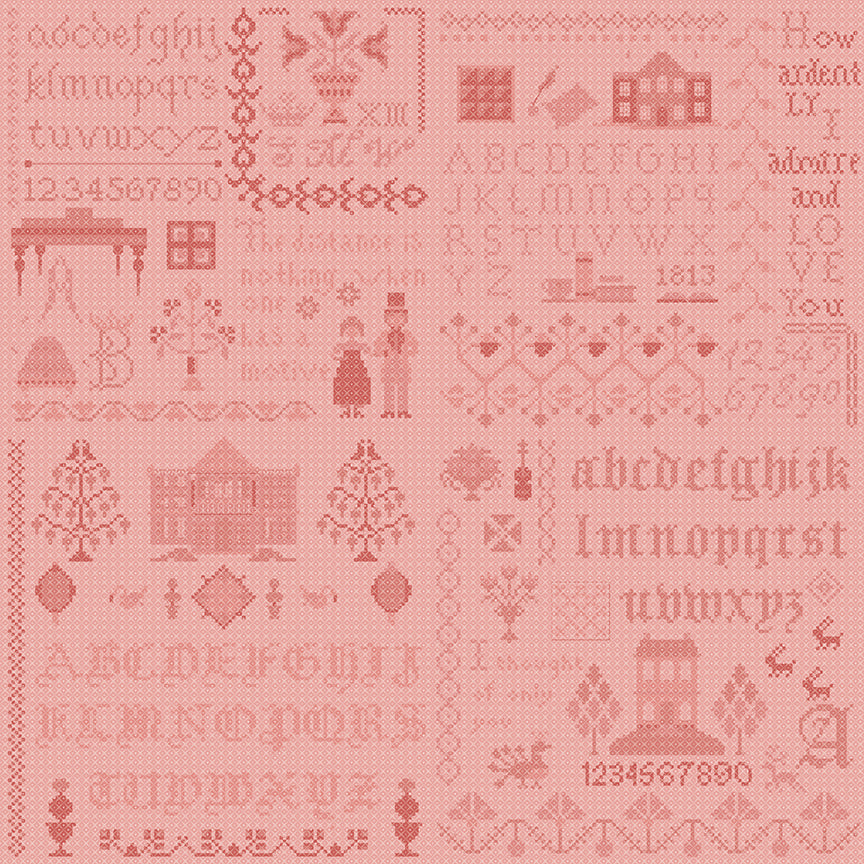 Pride and Prejudice - Meryton Sampler Coral by Riley Blake Designs