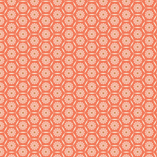 Market Street - Hexagons Coral by Heather Peterson