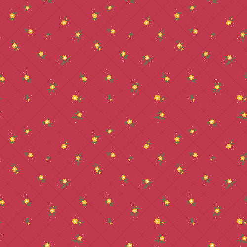 Market Street - Flower Grid Berry by Heather Peterson