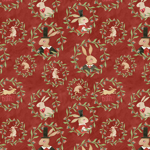 Hop Hop Hooray - Bunny Wreaths Red by Teresa Kogut