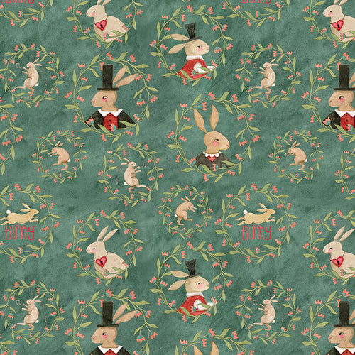 Hop Hop Hooray - Bunny Wreaths Teal by Teresa Kogut