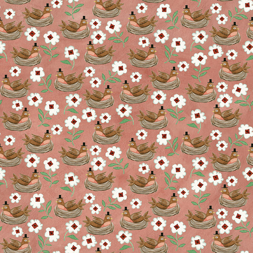 Hop Hop Hooray - Robbins Nest Coral by Teresa Kogut