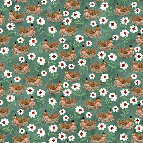 Hop Hop Hooray - Robins Nest Teal by Teresa Kogut