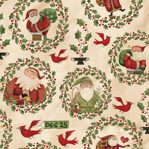 Up on the Housetop - Santa Holly Snowflake by Teresa Kogut