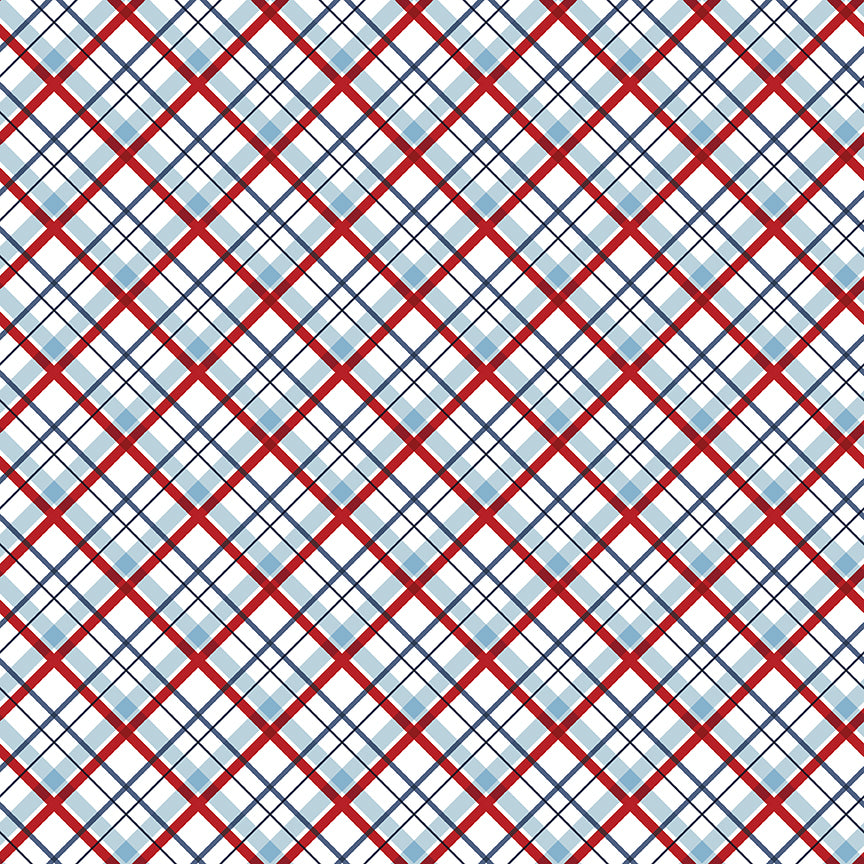 Stars and Stripes Forever Plaid White by Lori Whitlock