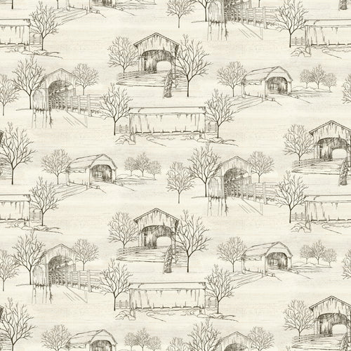Covered Bridges in Fall Toile Cream by Tara Reed
