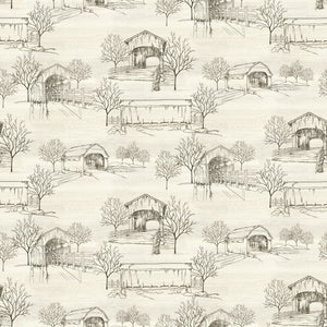 Covered Bridges in Fall Toile Cream by Tara Reed
