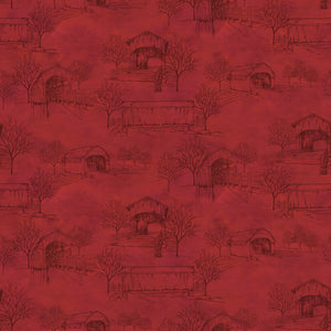 Covered Bridges in Fall Toile Red by Tara Reed
