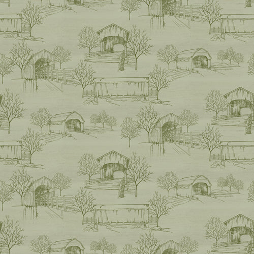 Covered Bridges in Fall Toile Sage by Tara Reed