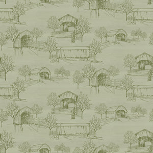 Covered Bridges in Fall Toile Sage by Tara Reed